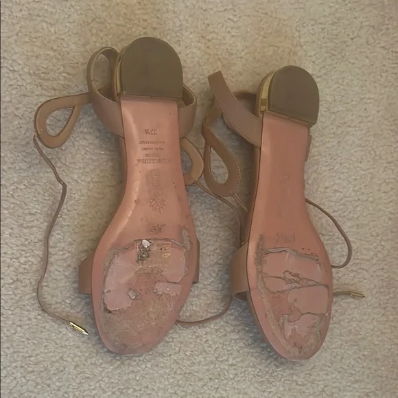 Aquazzura Tan Leather Sandals - Picture 5 of 6